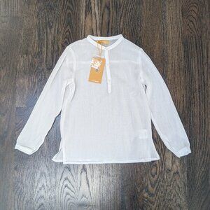 Le Bourdon Boys Cotton Mandarin Collar Long Sleeve Gauze Dress Shirt Size 7 New!